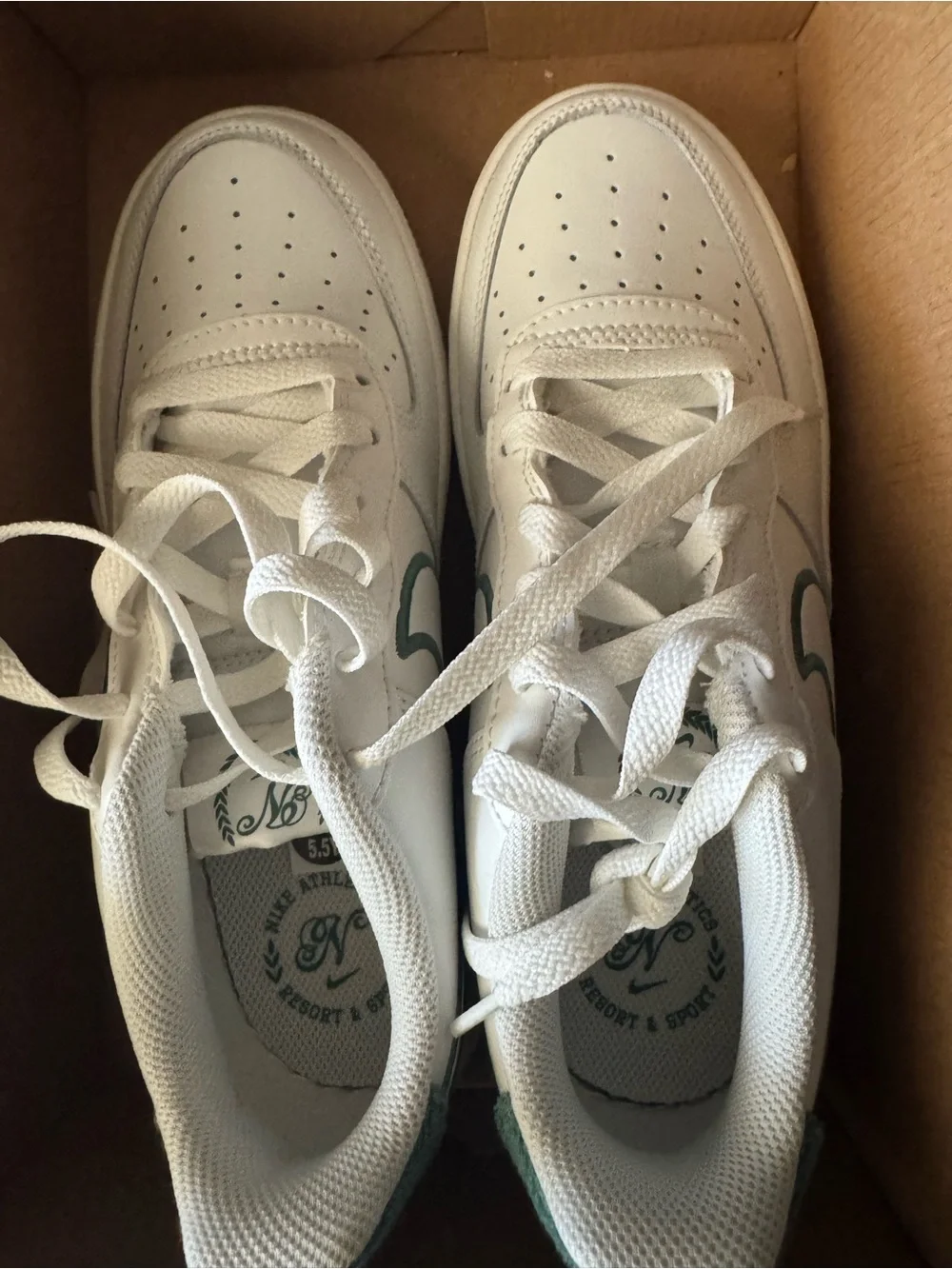 Nike Kids White Sneakers with mint Accents